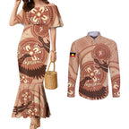 NAIDOC 2025 Strength Vision & Legacy Couples Matching Mermaid Dress and Long Sleeve Button Shirt Future Dreaming - Taupe