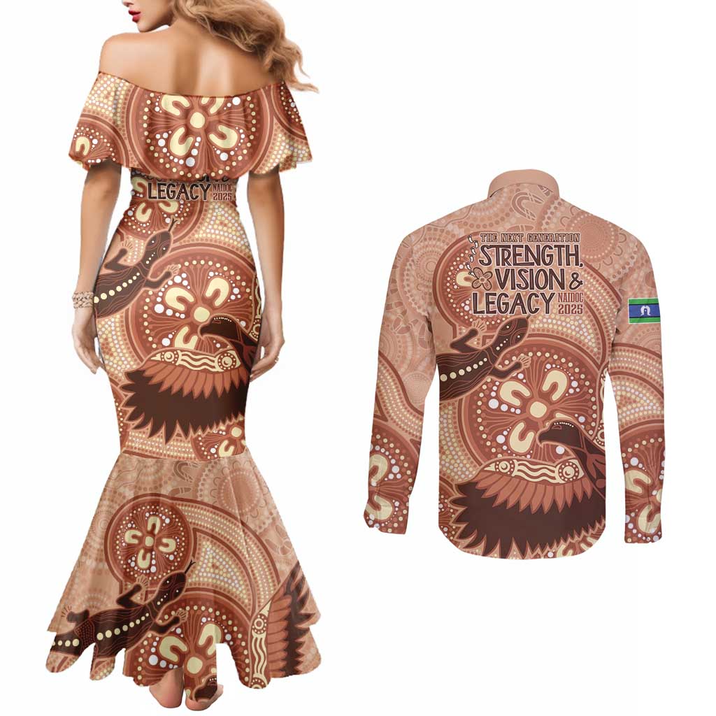 NAIDOC 2025 Strength Vision & Legacy Couples Matching Mermaid Dress and Long Sleeve Button Shirt Future Dreaming - Taupe