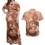 NAIDOC 2025 Strength Vision & Legacy Couples Matching Off Shoulder Maxi Dress and Hawaiian Shirt Future Dreaming - Taupe
