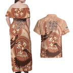 NAIDOC 2025 Strength Vision & Legacy Couples Matching Off Shoulder Maxi Dress and Hawaiian Shirt Future Dreaming - Taupe