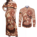 NAIDOC 2025 Strength Vision & Legacy Couples Matching Off Shoulder Maxi Dress and Long Sleeve Button Shirt Future Dreaming - Taupe