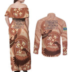 NAIDOC 2025 Strength Vision & Legacy Couples Matching Off Shoulder Maxi Dress and Long Sleeve Button Shirt Future Dreaming - Taupe