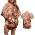 NAIDOC 2025 Strength Vision & Legacy Couples Matching Off Shoulder Short Dress and Hawaiian Shirt Future Dreaming - Taupe