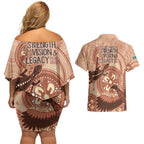 NAIDOC 2025 Strength Vision & Legacy Couples Matching Off Shoulder Short Dress and Hawaiian Shirt Future Dreaming - Taupe