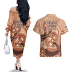 NAIDOC 2025 Strength Vision & Legacy Couples Matching Off The Shoulder Long Sleeve Dress and Hawaiian Shirt Future Dreaming - Taupe