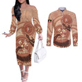 NAIDOC 2025 Strength Vision & Legacy Couples Matching Off The Shoulder Long Sleeve Dress and Long Sleeve Button Shirt Future Dreaming - Taupe