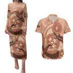 NAIDOC 2025 Strength Vision & Legacy Couples Matching Puletasi and Hawaiian Shirt Future Dreaming - Taupe