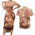 NAIDOC 2025 Strength Vision & Legacy Couples Matching Short Sleeve Bodycon Dress and Hawaiian Shirt Future Dreaming - Taupe