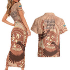 NAIDOC 2025 Strength Vision & Legacy Couples Matching Short Sleeve Bodycon Dress and Hawaiian Shirt Future Dreaming - Taupe