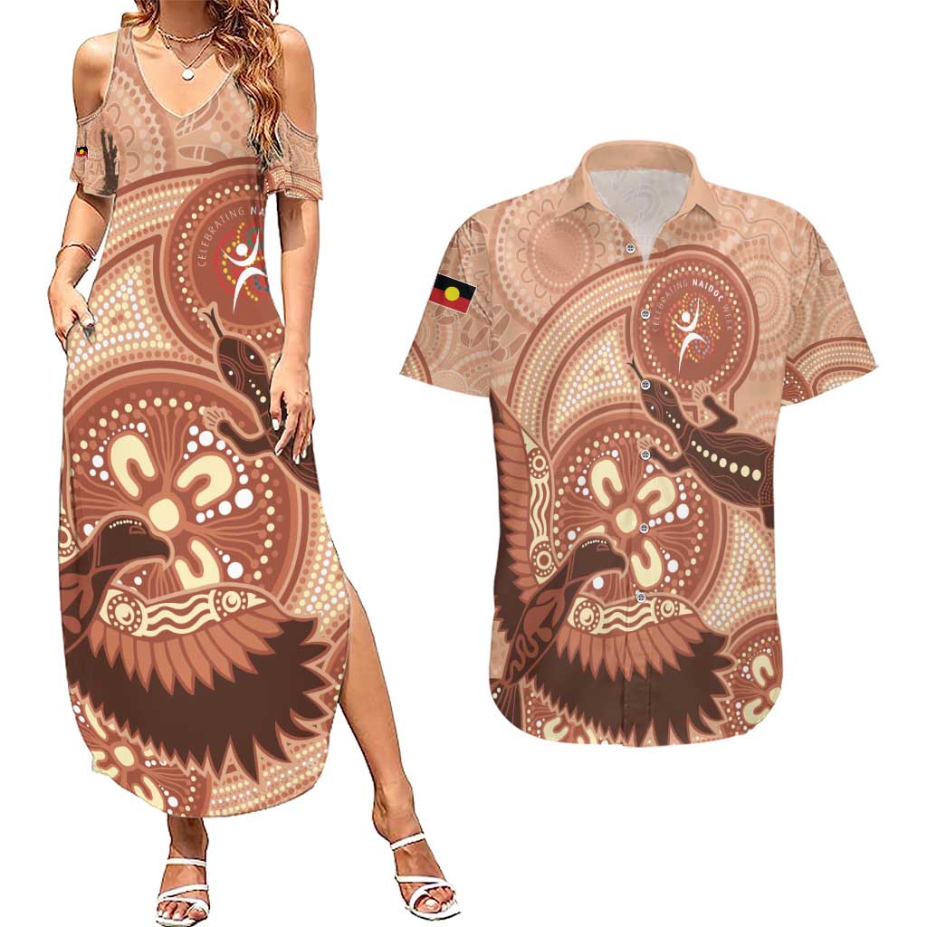 NAIDOC 2025 Strength Vision & Legacy Couples Matching Summer Maxi Dress and Hawaiian Shirt Future Dreaming - Taupe