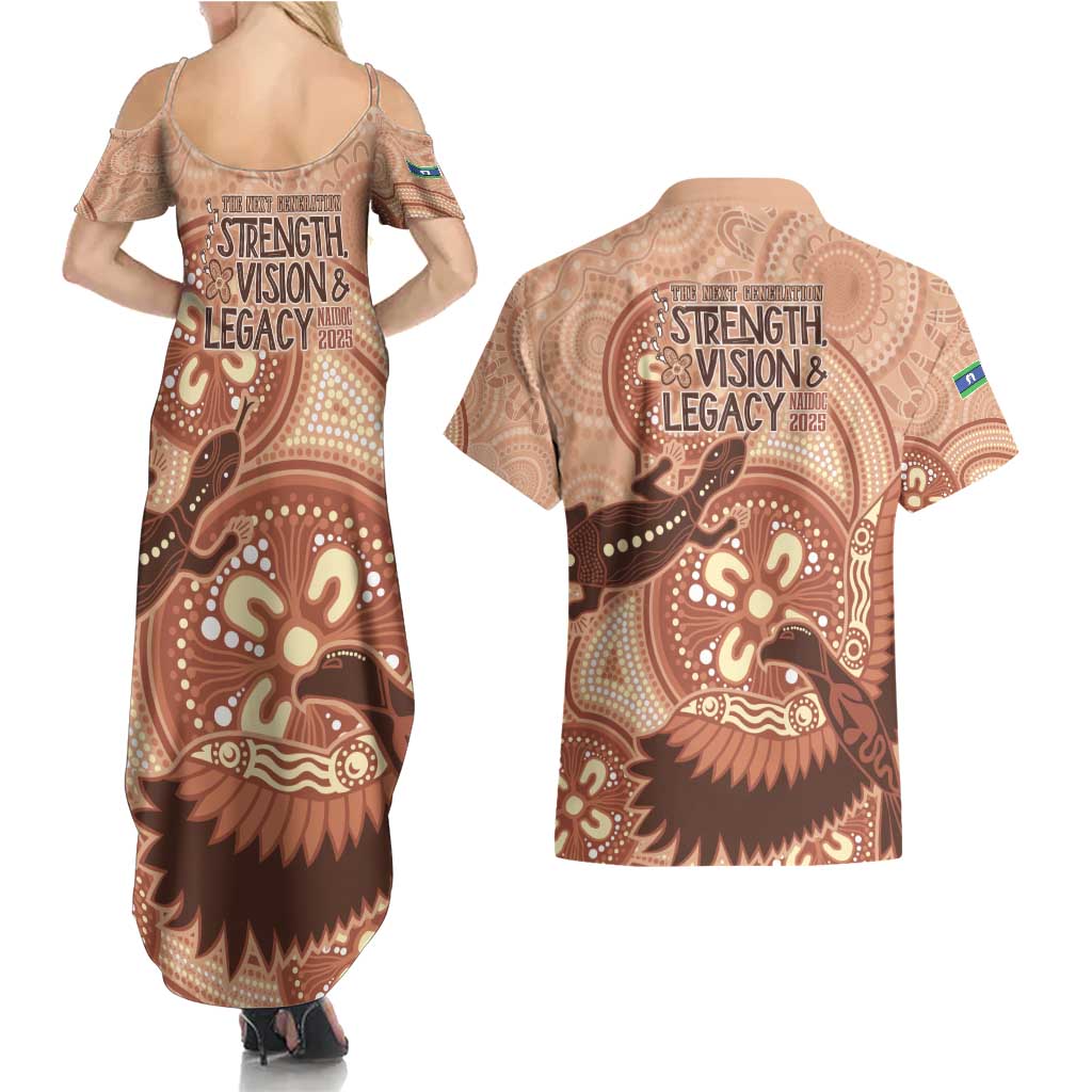 NAIDOC 2025 Strength Vision & Legacy Couples Matching Summer Maxi Dress and Hawaiian Shirt Future Dreaming - Taupe