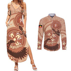 NAIDOC 2025 Strength Vision & Legacy Couples Matching Summer Maxi Dress and Long Sleeve Button Shirt Future Dreaming - Taupe
