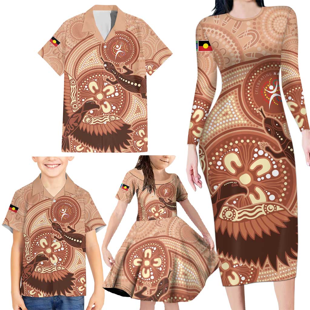 NAIDOC 2025 Strength Vision & Legacy Family Matching Long Sleeve Bodycon Dress and Hawaiian Shirt Future Dreaming - Taupe
