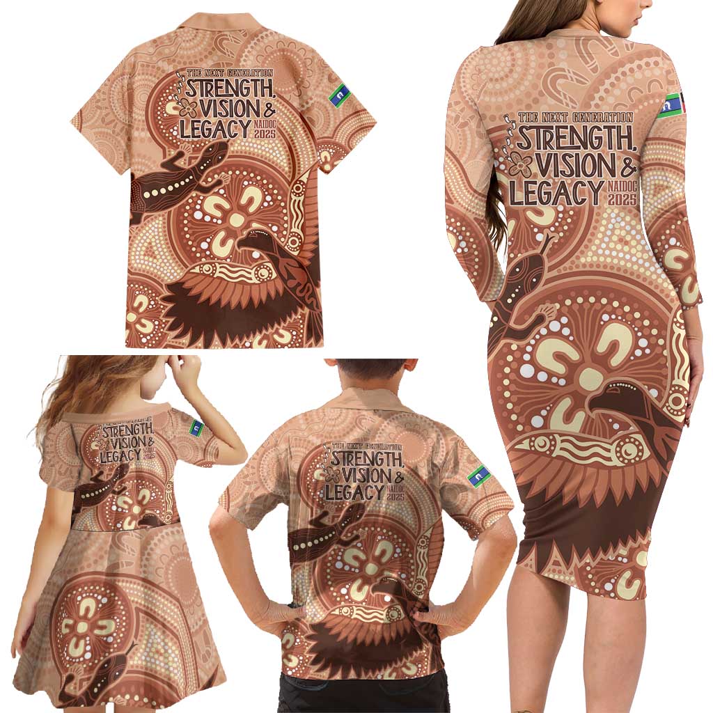 NAIDOC 2025 Strength Vision & Legacy Family Matching Long Sleeve Bodycon Dress and Hawaiian Shirt Future Dreaming - Taupe