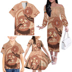 NAIDOC 2025 Strength Vision & Legacy Family Matching Off The Shoulder Long Sleeve Dress and Hawaiian Shirt Future Dreaming - Taupe