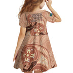 NAIDOC 2025 Strength Vision & Legacy Family Matching Off The Shoulder Long Sleeve Dress and Hawaiian Shirt Future Dreaming - Taupe