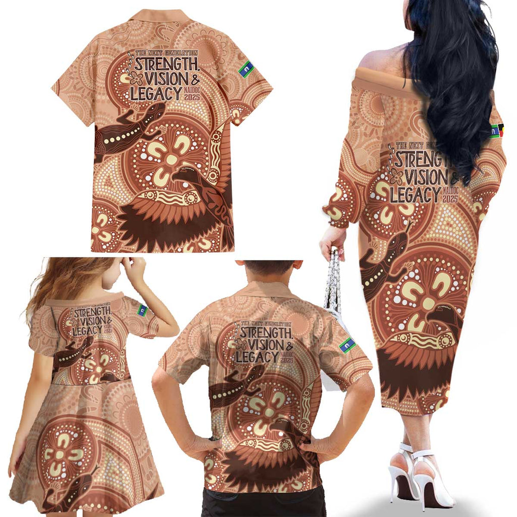 NAIDOC 2025 Strength Vision & Legacy Family Matching Off The Shoulder Long Sleeve Dress and Hawaiian Shirt Future Dreaming - Taupe