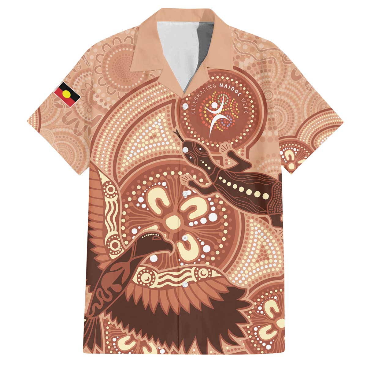 NAIDOC 2025 Strength Vision & Legacy Family Matching Off The Shoulder Long Sleeve Dress and Hawaiian Shirt Future Dreaming - Taupe