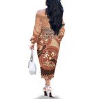 NAIDOC 2025 Strength Vision & Legacy Family Matching Off The Shoulder Long Sleeve Dress and Hawaiian Shirt Future Dreaming - Taupe