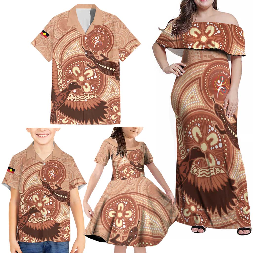 NAIDOC 2025 Strength Vision & Legacy Family Matching Off Shoulder Maxi Dress and Hawaiian Shirt Future Dreaming - Taupe