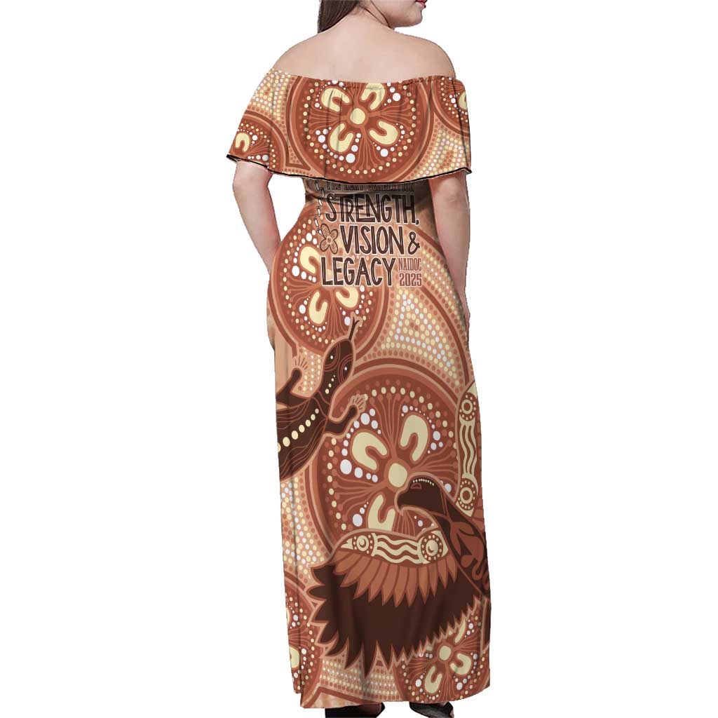NAIDOC 2025 Strength Vision & Legacy Family Matching Off Shoulder Maxi Dress and Hawaiian Shirt Future Dreaming - Taupe