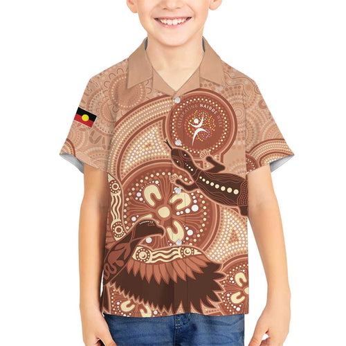 NAIDOC 2025 Strength Vision & Legacy Family Matching Off Shoulder Maxi Dress and Hawaiian Shirt Future Dreaming - Taupe