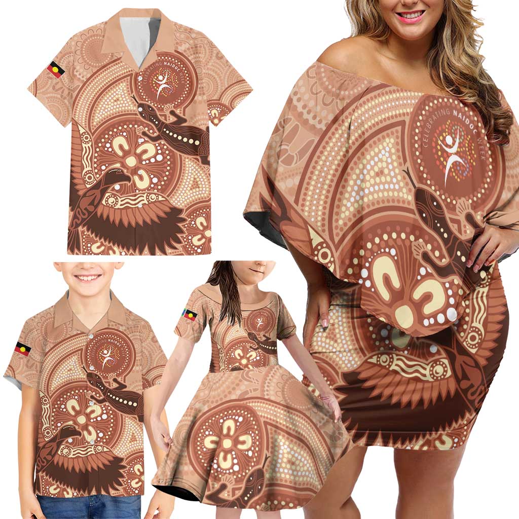 NAIDOC 2025 Strength Vision & Legacy Family Matching Off Shoulder Short Dress and Hawaiian Shirt Future Dreaming - Taupe