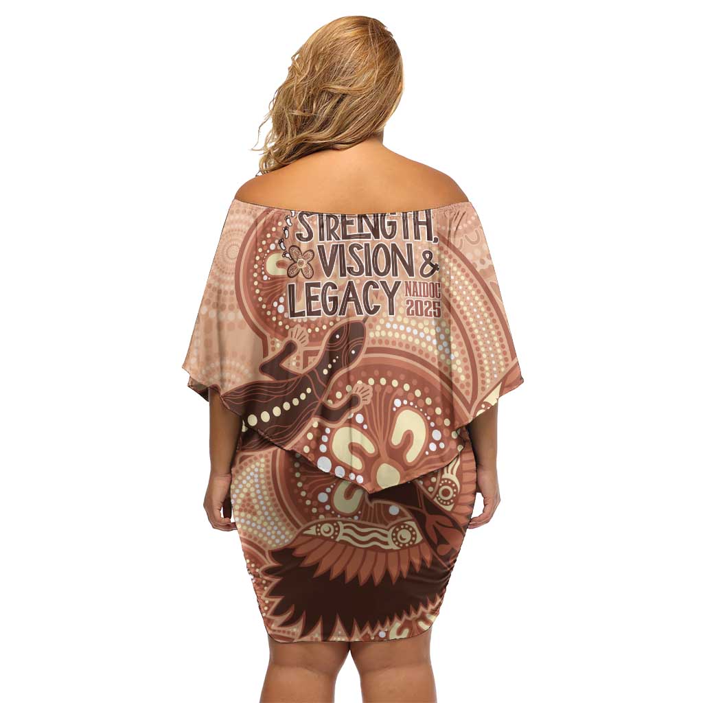 NAIDOC 2025 Strength Vision & Legacy Family Matching Off Shoulder Short Dress and Hawaiian Shirt Future Dreaming - Taupe
