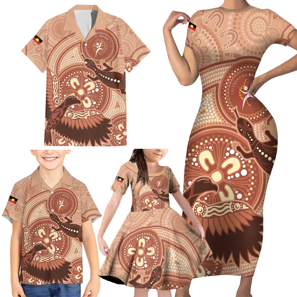 NAIDOC 2025 Strength Vision & Legacy Family Matching Short Sleeve Bodycon Dress and Hawaiian Shirt Future Dreaming - Taupe