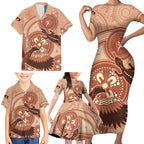 NAIDOC 2025 Strength Vision & Legacy Family Matching Short Sleeve Bodycon Dress and Hawaiian Shirt Future Dreaming - Taupe