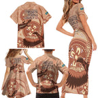 NAIDOC 2025 Strength Vision & Legacy Family Matching Short Sleeve Bodycon Dress and Hawaiian Shirt Future Dreaming - Taupe
