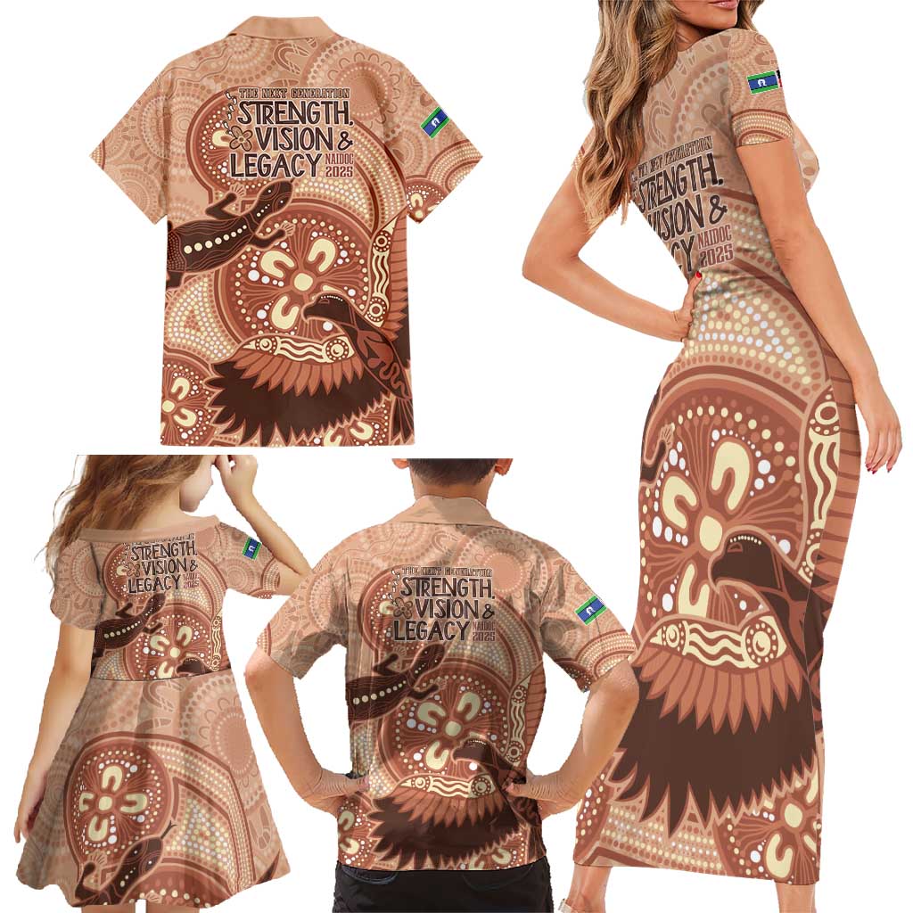 NAIDOC 2025 Strength Vision & Legacy Family Matching Short Sleeve Bodycon Dress and Hawaiian Shirt Future Dreaming - Taupe