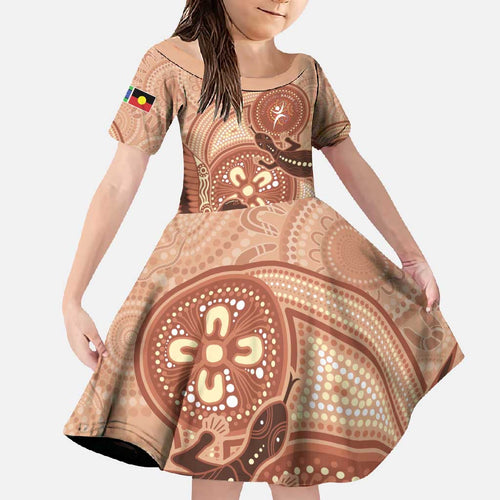 NAIDOC 2025 Strength Vision & Legacy Family Matching Summer Maxi Dress and Hawaiian Shirt Future Dreaming - Taupe