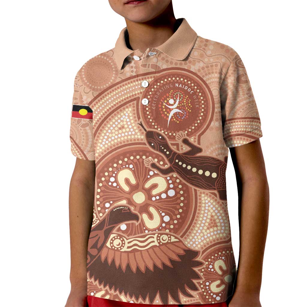 NAIDOC 2025 Strength Vision & Legacy Kid Polo Shirt Future Dreaming - Taupe