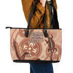 NAIDOC 2025 Strength Vision & Legacy Leather Tote Bag Future Dreaming - Taupe