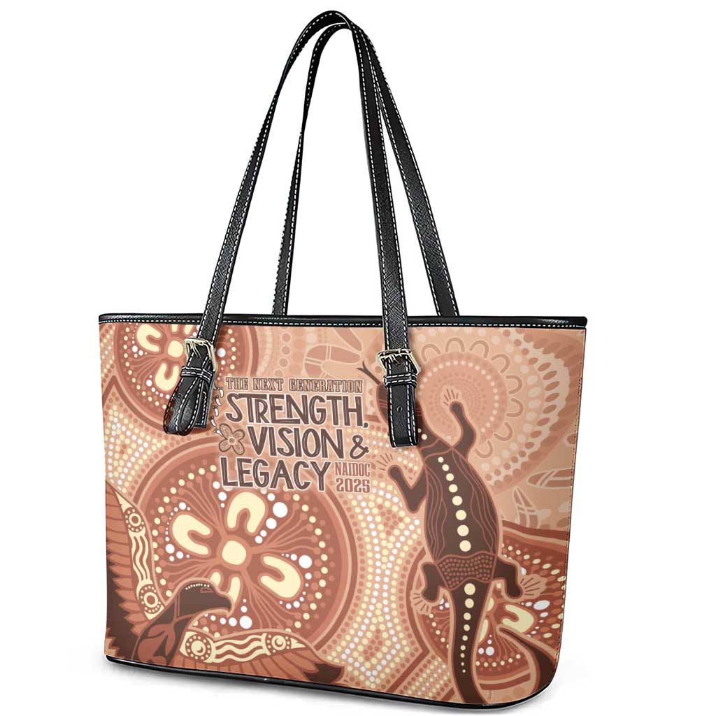 NAIDOC 2025 Strength Vision & Legacy Leather Tote Bag Future Dreaming - Taupe