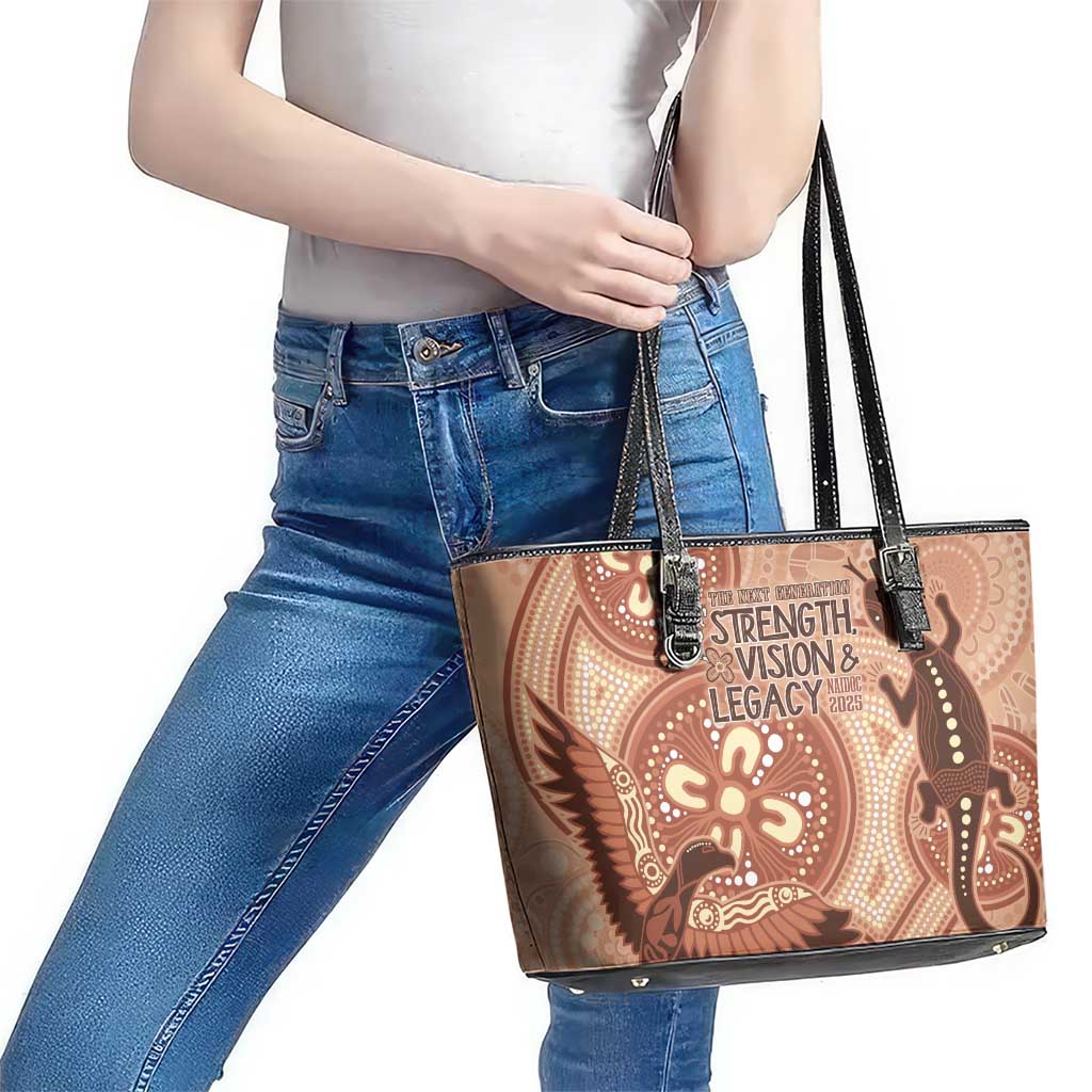 NAIDOC 2025 Strength Vision & Legacy Leather Tote Bag Future Dreaming - Taupe