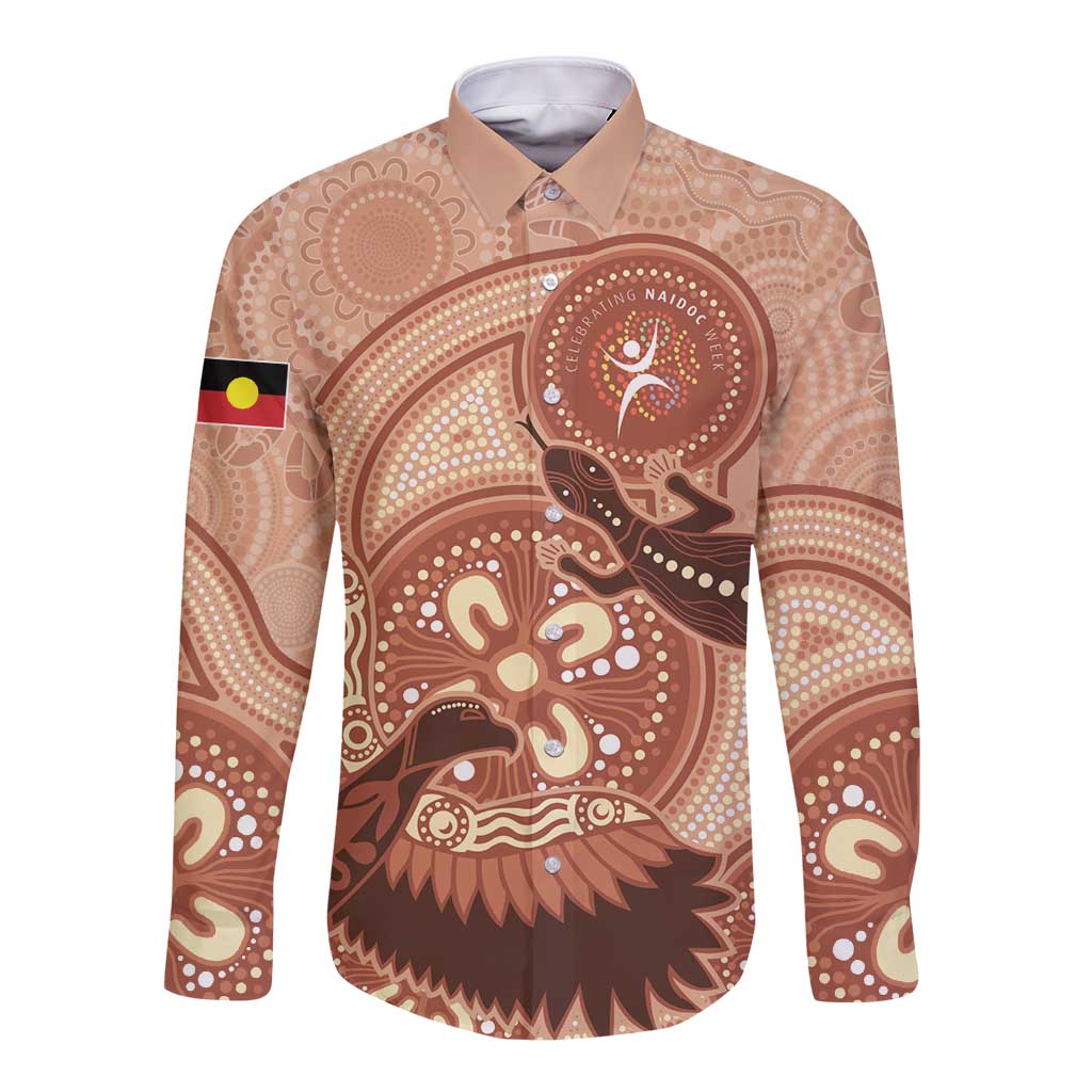 NAIDOC 2025 Strength Vision & Legacy Long Sleeve Button Shirt Future Dreaming - Taupe