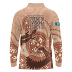 NAIDOC 2025 Strength Vision & Legacy Long Sleeve Polo Shirt Future Dreaming - Taupe