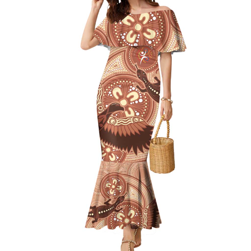 NAIDOC 2025 Strength Vision & Legacy Mermaid Dress Future Dreaming - Taupe