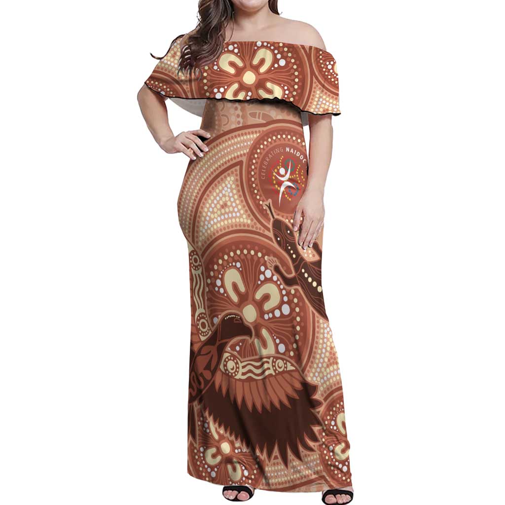 NAIDOC 2025 Strength Vision & Legacy Off Shoulder Maxi Dress Future Dreaming - Taupe