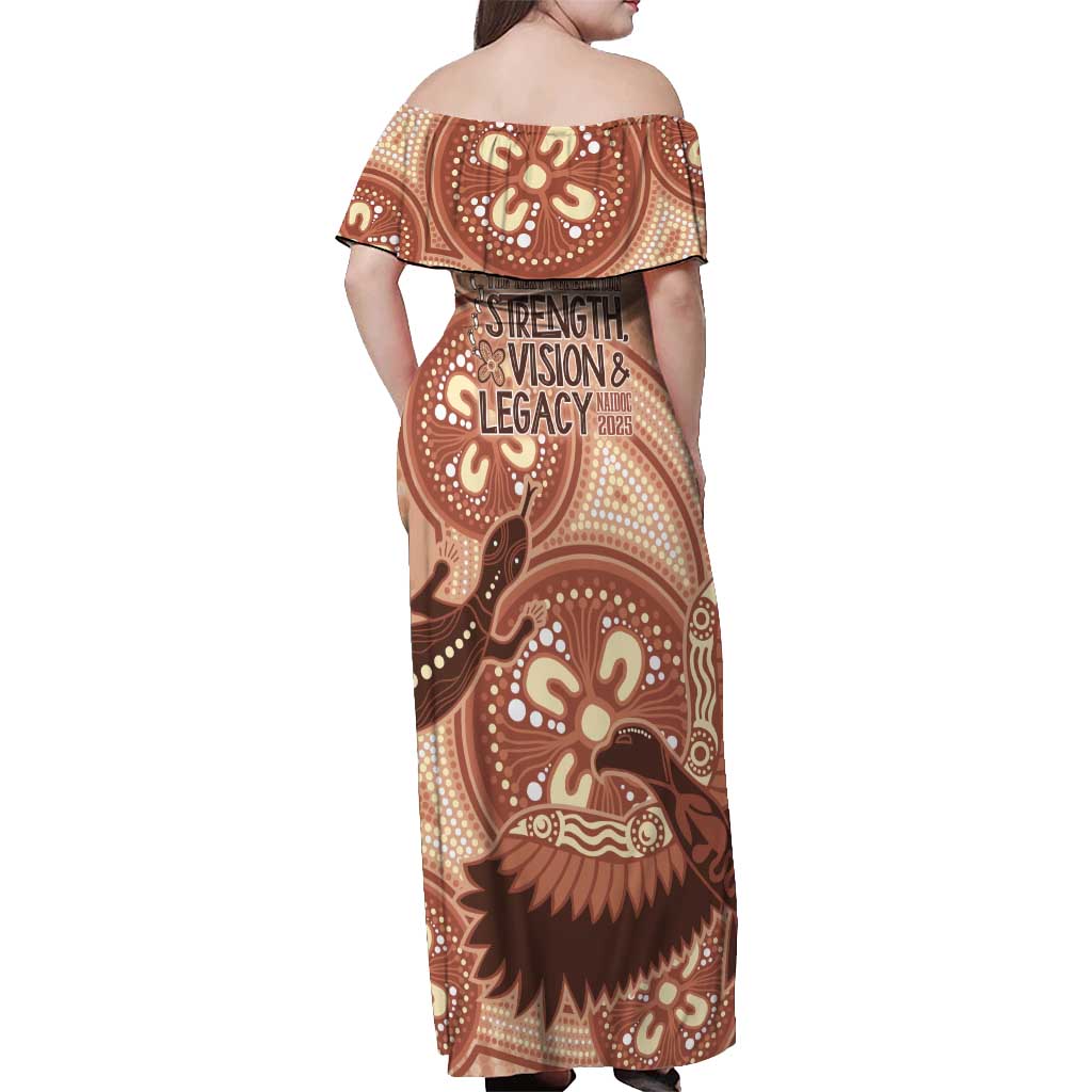 NAIDOC 2025 Strength Vision & Legacy Off Shoulder Maxi Dress Future Dreaming - Taupe