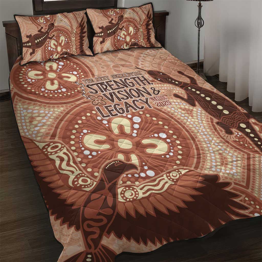 NAIDOC 2025 Strength Vision & Legacy Quilt Bed Set Future Dreaming - Taupe