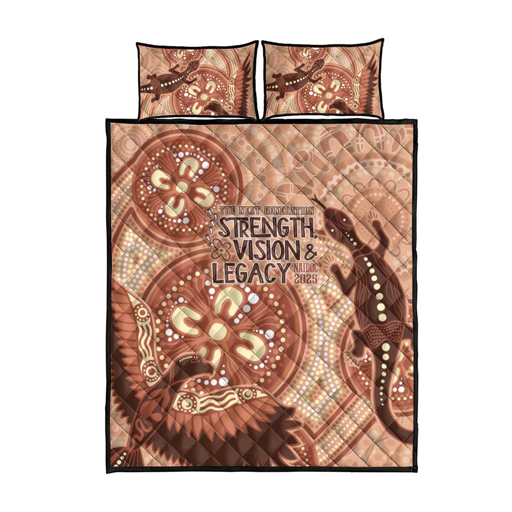 NAIDOC 2025 Strength Vision & Legacy Quilt Bed Set Future Dreaming - Taupe
