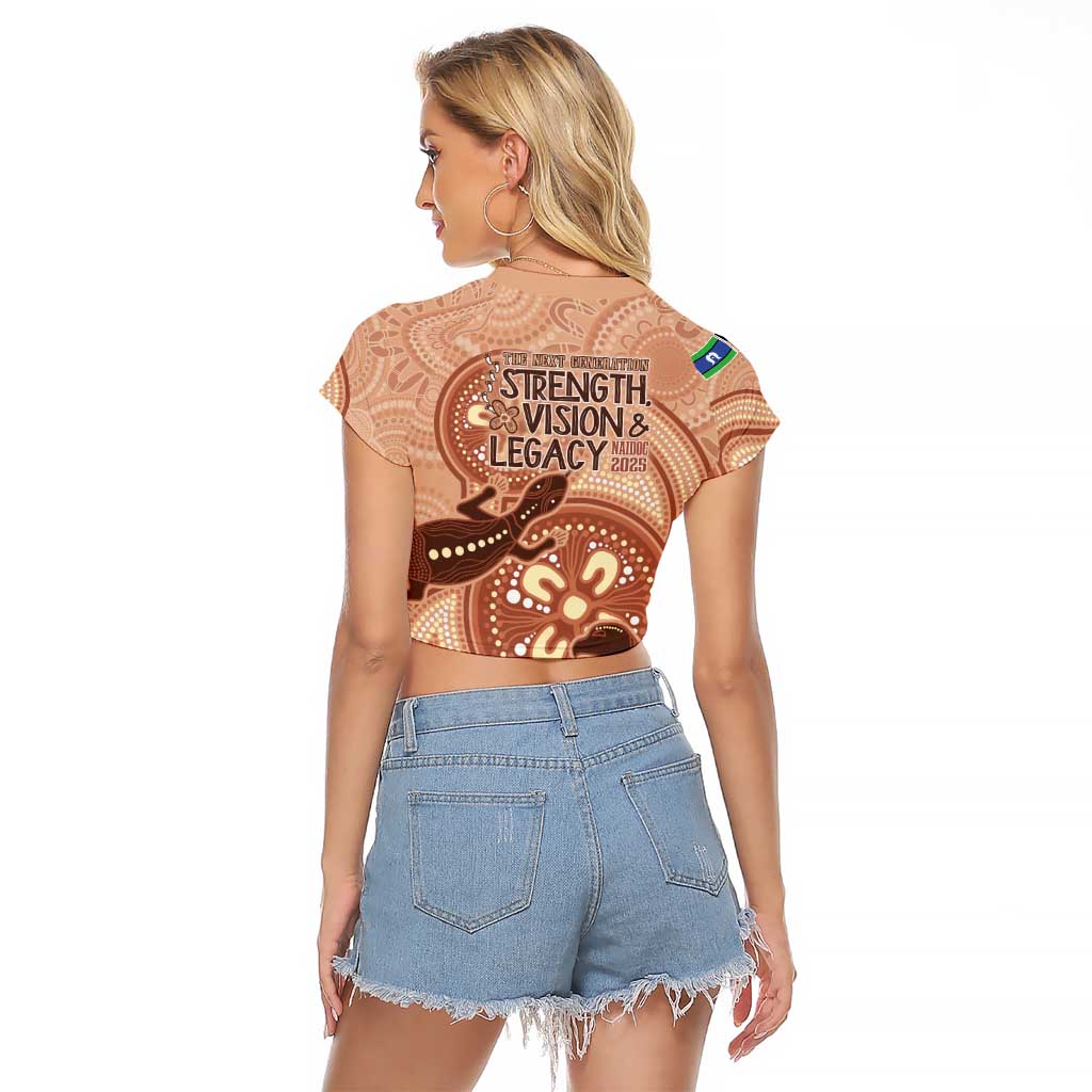 NAIDOC 2025 Strength Vision & Legacy Raglan Cropped T Shirt Future Dreaming - Taupe