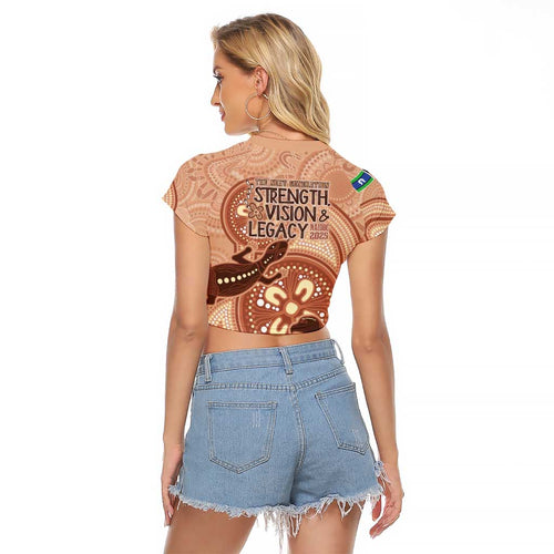 NAIDOC 2025 Strength Vision & Legacy Raglan Cropped T Shirt Future Dreaming - Taupe