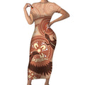NAIDOC 2025 Strength Vision & Legacy Short Sleeve Bodycon Dress Future Dreaming - Taupe