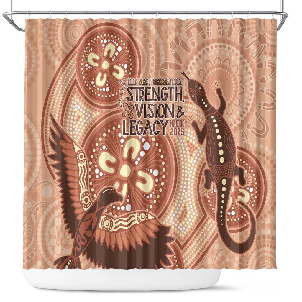 NAIDOC 2025 Strength Vision & Legacy Shower Curtain Future Dreaming - Taupe