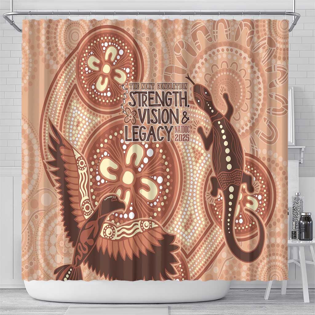 NAIDOC 2025 Strength Vision & Legacy Shower Curtain Future Dreaming - Taupe