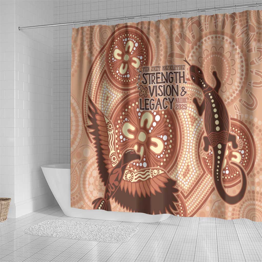 NAIDOC 2025 Strength Vision & Legacy Shower Curtain Future Dreaming - Taupe